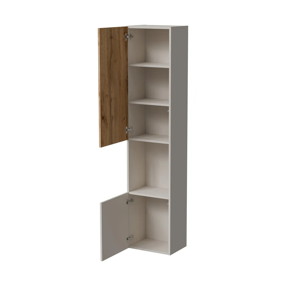 Vetrina Beige Marrone Rovere 4 Ripiani Un'anta 39.9x29.8x180h cm, Apertura Push Pull - Longano