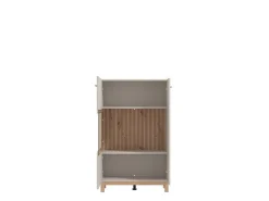 Vetrina Beige Marrone Rovere Nodi 4 Ripiani Apertura Battente 58x40x193h cm, 2 Ante - Sparso