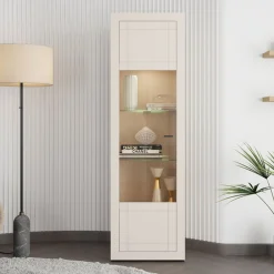 Vetrina Beige Nero 4 Ripiani Un'anta 35x32x168h cm, 5 Vani - Roburent