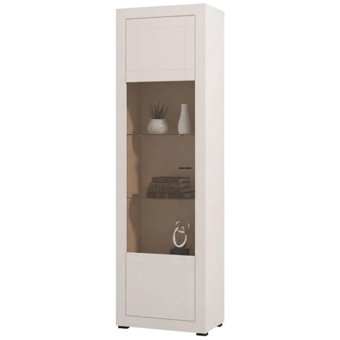 Vetrina Beige Nero 4 Ripiani Un'anta 35x32x168h cm, 5 Vani - Roburent
