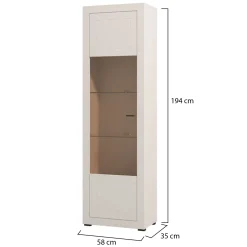 Vetrina Beige Nero 4 Ripiani Un'anta 35x32x168h cm, 5 Vani - Roburent