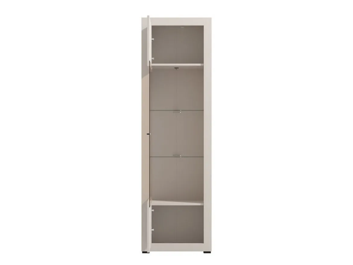 Vetrina Beige Nero 4 Ripiani Un'anta 58x35x194h cm, 5 Vani - Palena