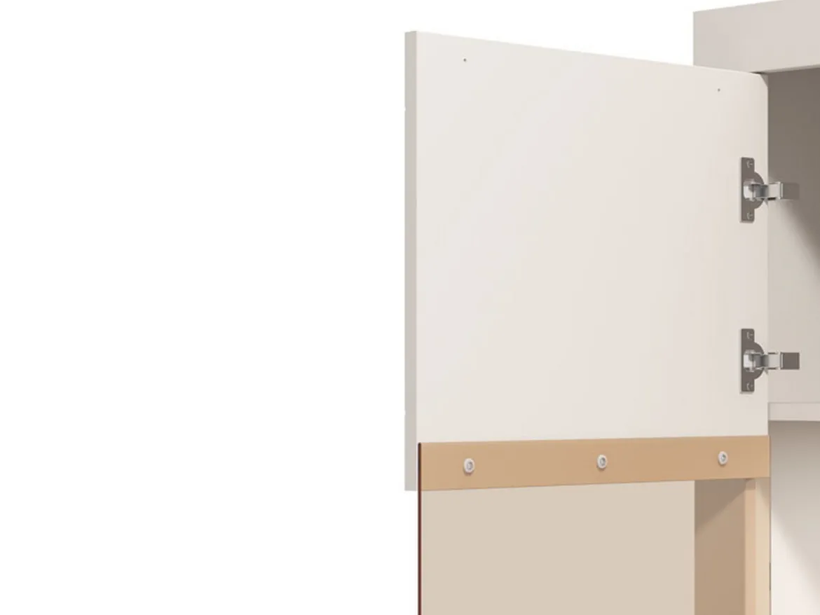 Vetrina Beige Nero 4 Ripiani Un'anta 58x35x194h cm, 5 Vani - Palena