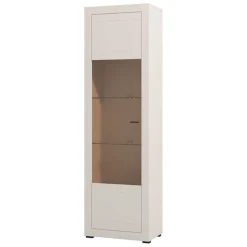 Vetrina Beige Nero 4 Ripiani Un'anta 58x35x194h cm, 5 Vani - Palena