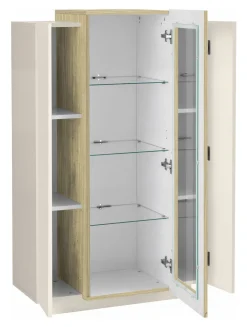 Vetrina Beige 7 Ripiani 10 Vani 80x38x120.5h cm, 3 Ante - Severino