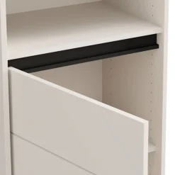 Vetrina Bianco Crema Nero 4 Ripiani Apertura Battente 55x40x193h cm, Un'anta - Calto