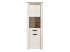 Vetrina Bianco Larice Marrone 4 Ripiani Apertura Battente 68.5x36.5x195h cm, Un'anta - Sulbiate