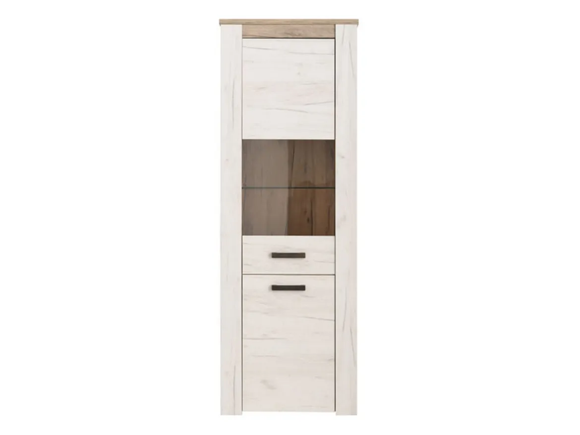 Vetrina Bianco Larice Marrone 4 Ripiani Apertura Battente 68.5x36.5x195h cm, Un'anta - Sulbiate