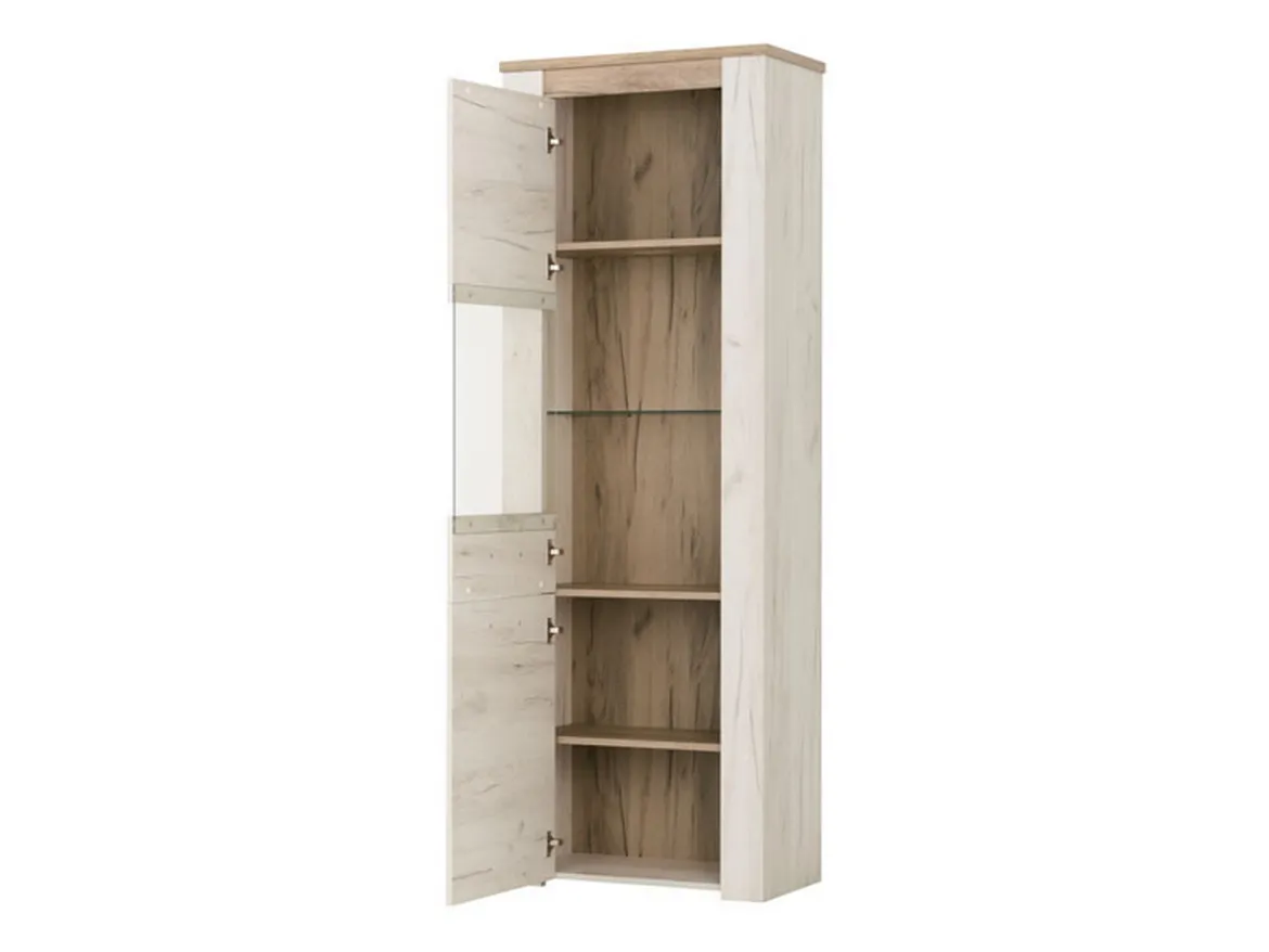 Vetrina Bianco Larice Marrone 4 Ripiani Apertura Battente 68.5x36.5x195h cm, Un'anta - Sulbiate