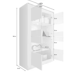 Vetrina Bianco Lucido Marrone Rovere 2 Ripiani Un'anta 72x40x154h cm, con led - Kato