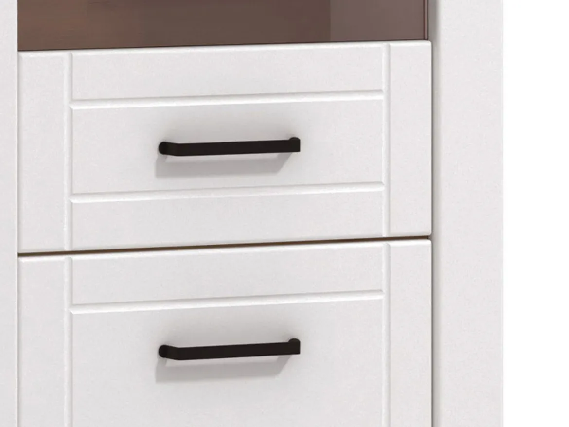 Vetrina Bianco Marrone Rovere Nodi 4 Ripiani Apertura Battente 60.5x41x194.5h cm, 2 Ante - Piscinas