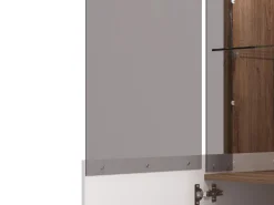 Vetrina Bianco Marrone Rovere Nodi 8 Ripiani Apertura Battente 78.5x40x200.5h cm, 2 Ante - Arentino