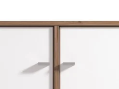 Vetrina Bianco Marrone Rovere Nodi 8 Ripiani Apertura Battente 78.5x40x200.5h cm, 2 Ante - Arentino