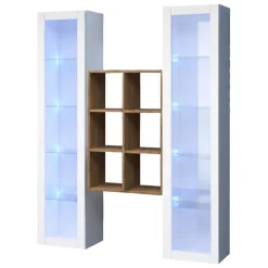 Vetrina Bianco 12 Ripiani 2 Ante 40x30x180h cm, 16 Vani - Gadoni