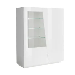 Vetrina Bianco 7 Ripiani 3 Ante 80x38x121h cm, 10 Vani Made in Italy - Ablaze