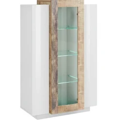 Vetrina Bianco 7 Ripiani 3 Ante 80x38x121h cm, 10 Vani Made in Italy - Ablaze