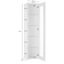 Vetrina Bianco 4 Ripiani Un'anta 40x30x180h cm, 5 Vani - Arnika