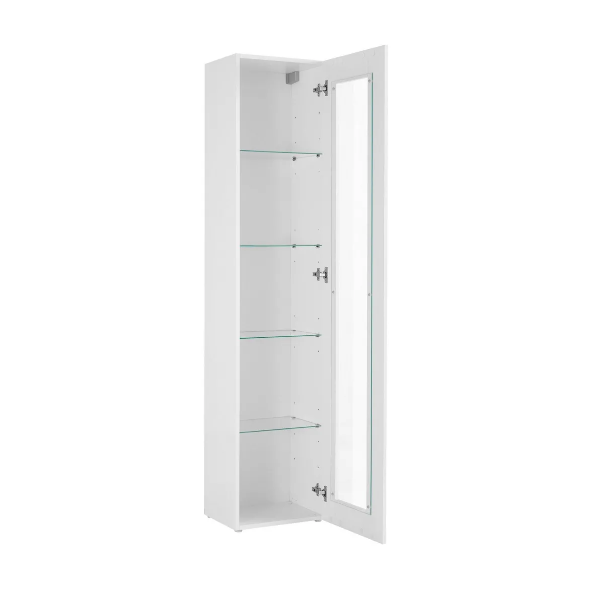 Vetrina Bianco 4 Ripiani Un'anta 40x30x180h cm, 5 Vani - Arnika