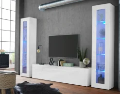 Vetrina Bianco 4 Ripiani Un'anta 40x30x180h cm, 5 Vani - Arnika
