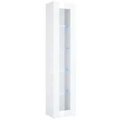 Vetrina Bianco 4 Ripiani Un'anta 40x30x180h cm, 5 Vani - Arnika