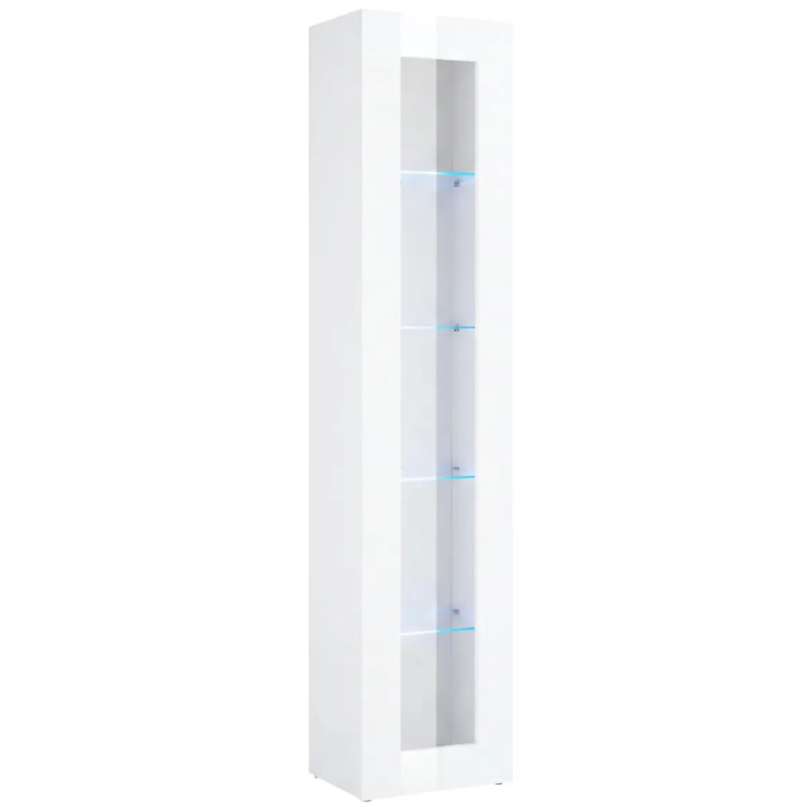Vetrina Bianco 4 Ripiani Un'anta 40x30x180h cm, 5 Vani - Arnika