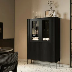 Vetrina Cimino, 110x40 h160 cm, Nero