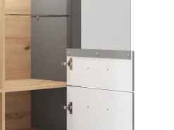 Vetrina Grigio Marrone 6 Ripiani 4 Ante 103.5x41x143h cm, 8 Vani - Sarconi