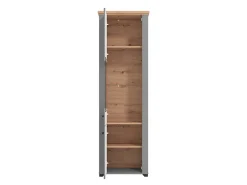 Vetrina Grigio Marrone Rovere Nodi 4 Ripiani Apertura Battente 60.5x41x194.5h cm, 2 Ante - Piscinas