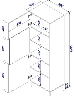 Vetrina Luzzana, 60x42 h183 cm, Bianco