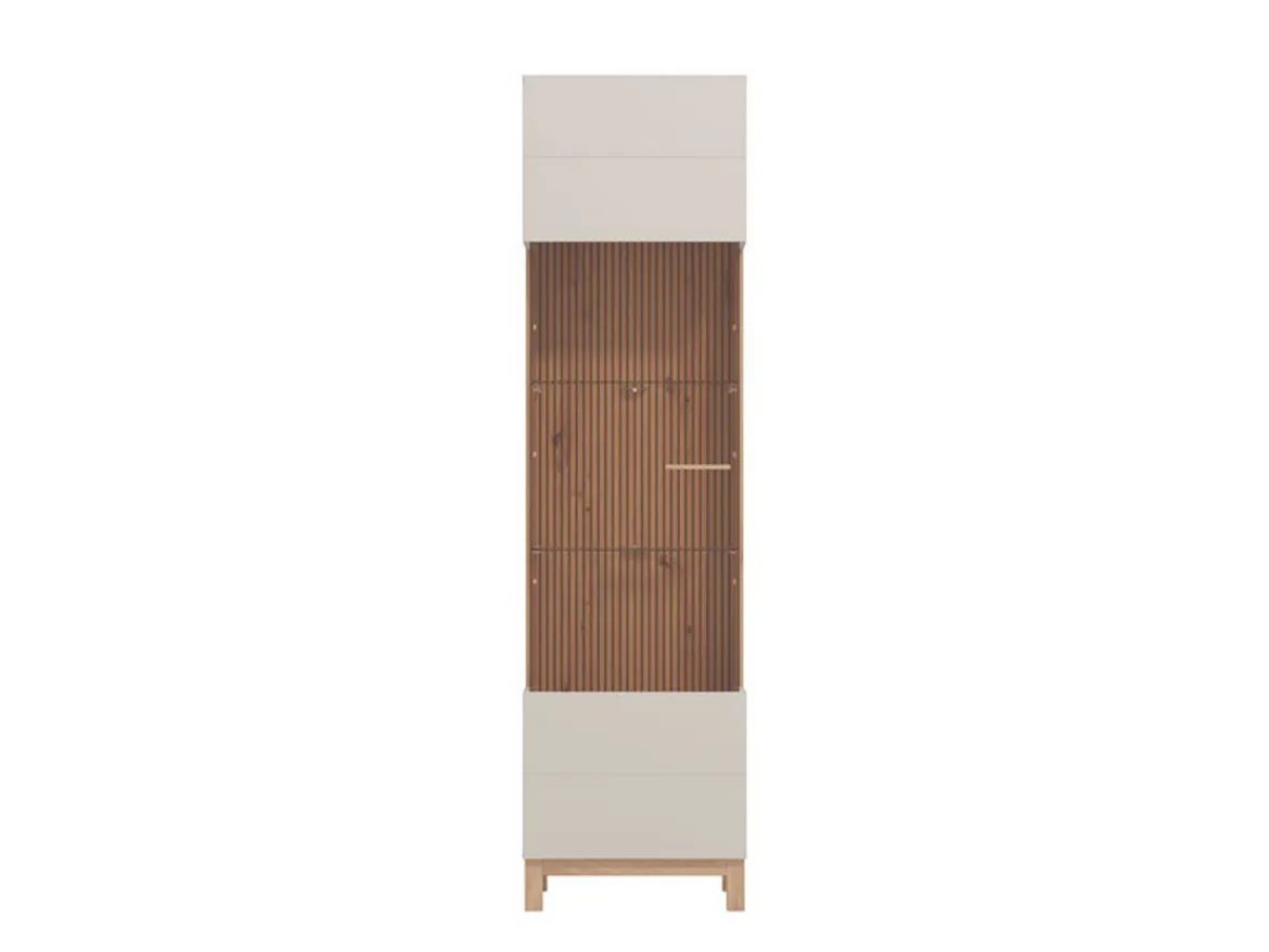 Vetrina Marrone Beige Rovere Nodi 4 Ripiani Apertura Battente 51.5x35x191.5h cm, Un'anta - Usseaux
