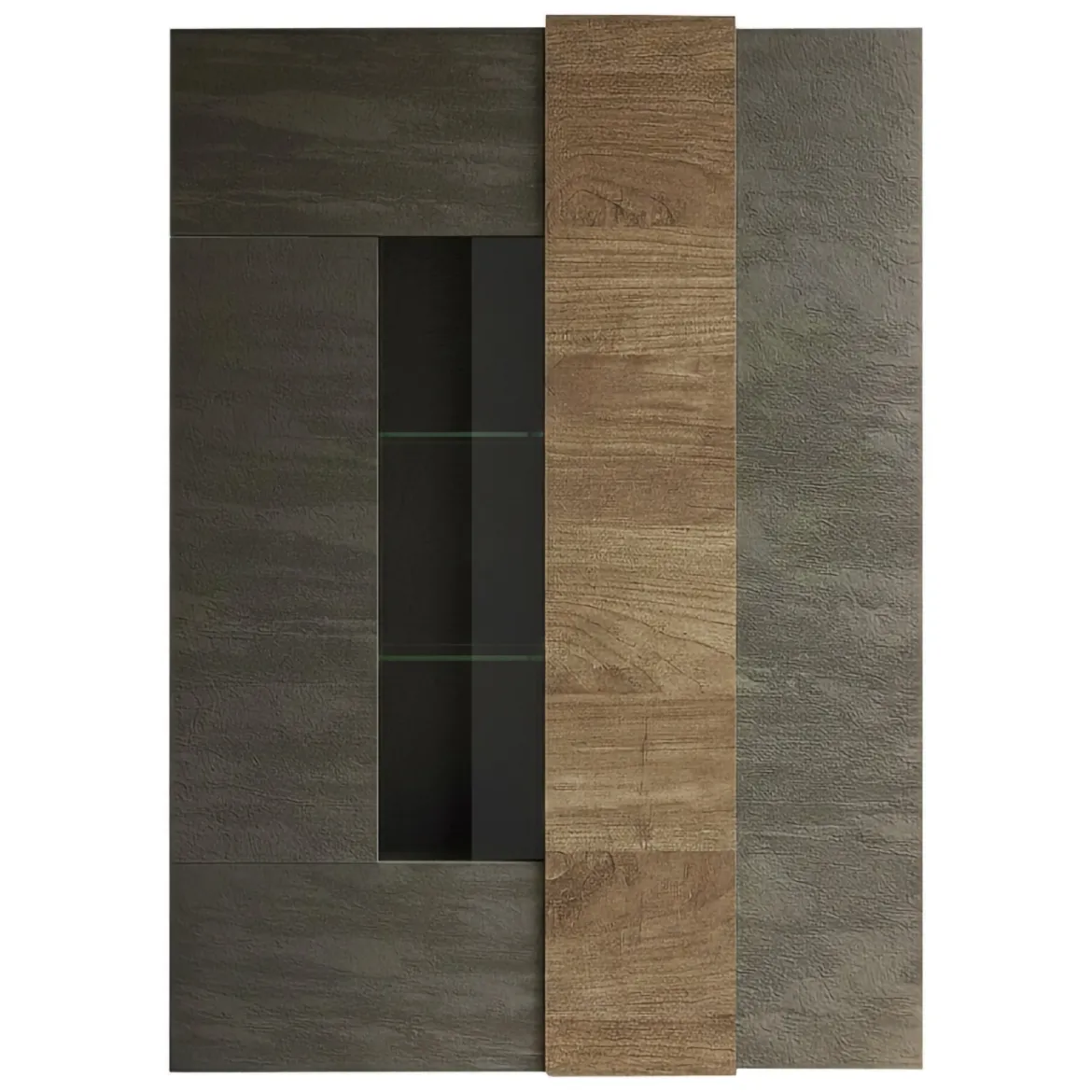 Vetrina Marrone Noce Marrone Rovere 8 Ripiani 2 Ante 121x44x169h cm, Apertura Standard - Valdagno