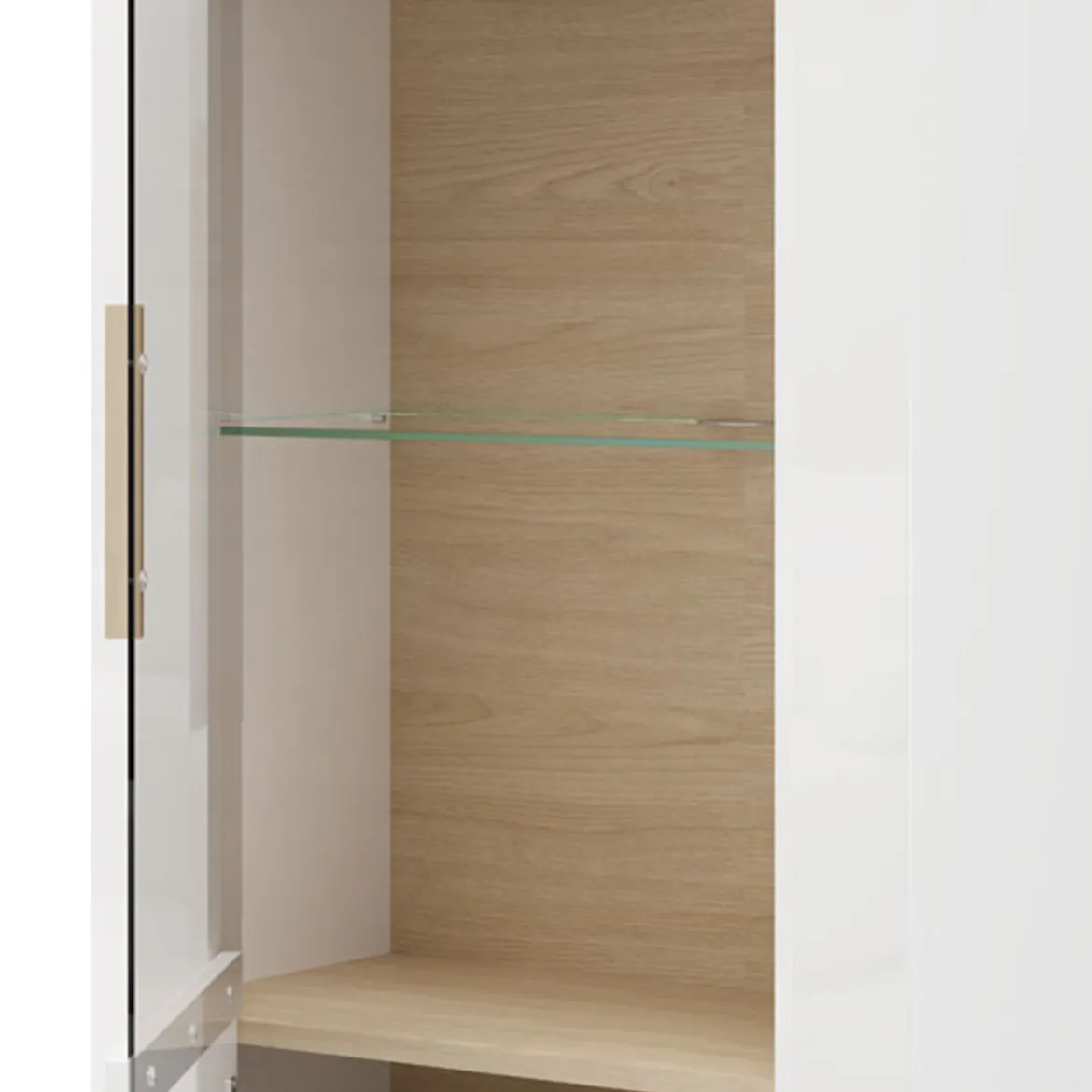 Vetrina Marrone Rovere Bianco Opaco 5 Ripiani Un'anta 64x35x194h cm, Anta e Ripiano Dettaglio Vetro - Cibiana