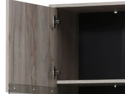 Vetrina Marrone Rovere Chiaro Nero 4 Ripiani Apertura Battente 53.5x33x191.5h cm, Un'anta - Raggiolo