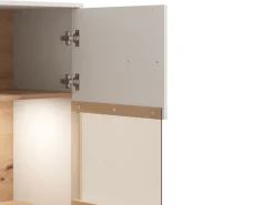 Vetrina Marrone Rovere Nodi Beige 4 Ripiani Cassetti 59.5x40x192.5h cm, Un'anta - Mondaino