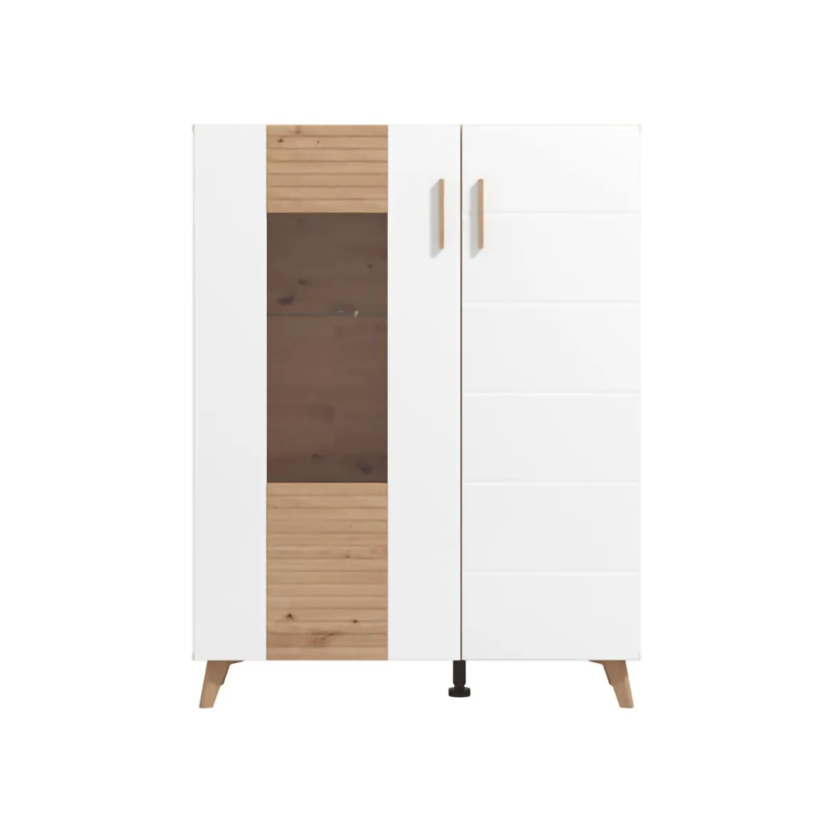 Vetrina Marrone Rovere Nodi Bianco un Ripiano Apertura Battente 58x35x202.5h cm, Un'anta - Camastra