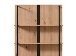 Vetrina Marrone Rovere Nodi Nero 4 Ripiani Un'anta 85x42x191.5h cm, 2 Vani - Gargnano