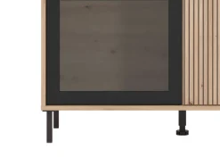 Vetrina Marrone Rovere Nodi Nero 6 Ripiani 2 Ante 90x40x149h cm, con Piedini - Lafasoli