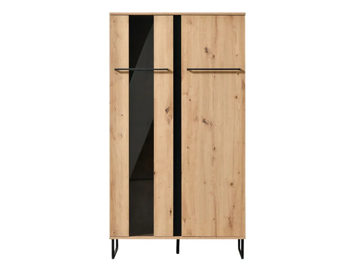 Vetrina Marrone Rovere Nodi Nero 8 Ripiani Apertura Battente 84.5x35x193.5h cm, 4 Ante - Gissi
