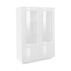 Vetrina moderna 4 ante 100x41x146h cm bianca lucida - Agostino