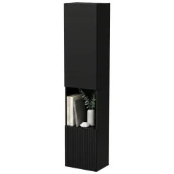 Vetrina Nero Antracite 4 Ripiani Apertura Push Pull 39.9x29.8x180h cm, Un'anta - Longano