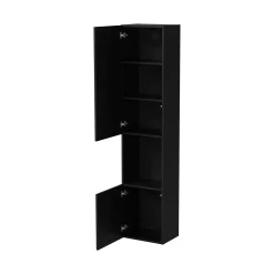 Vetrina Nero Antracite 4 Ripiani Apertura Push Pull 39.9x29.8x180h cm, Un'anta - Longano