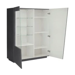 Vetrina Nero Antracite 7 Ripiani 9 Vani 120x43x146h cm, 2 Ante - Montano
