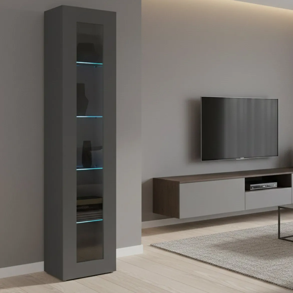 Vetrina stretta ingresso 40x30x180h cm antracite - Arnika