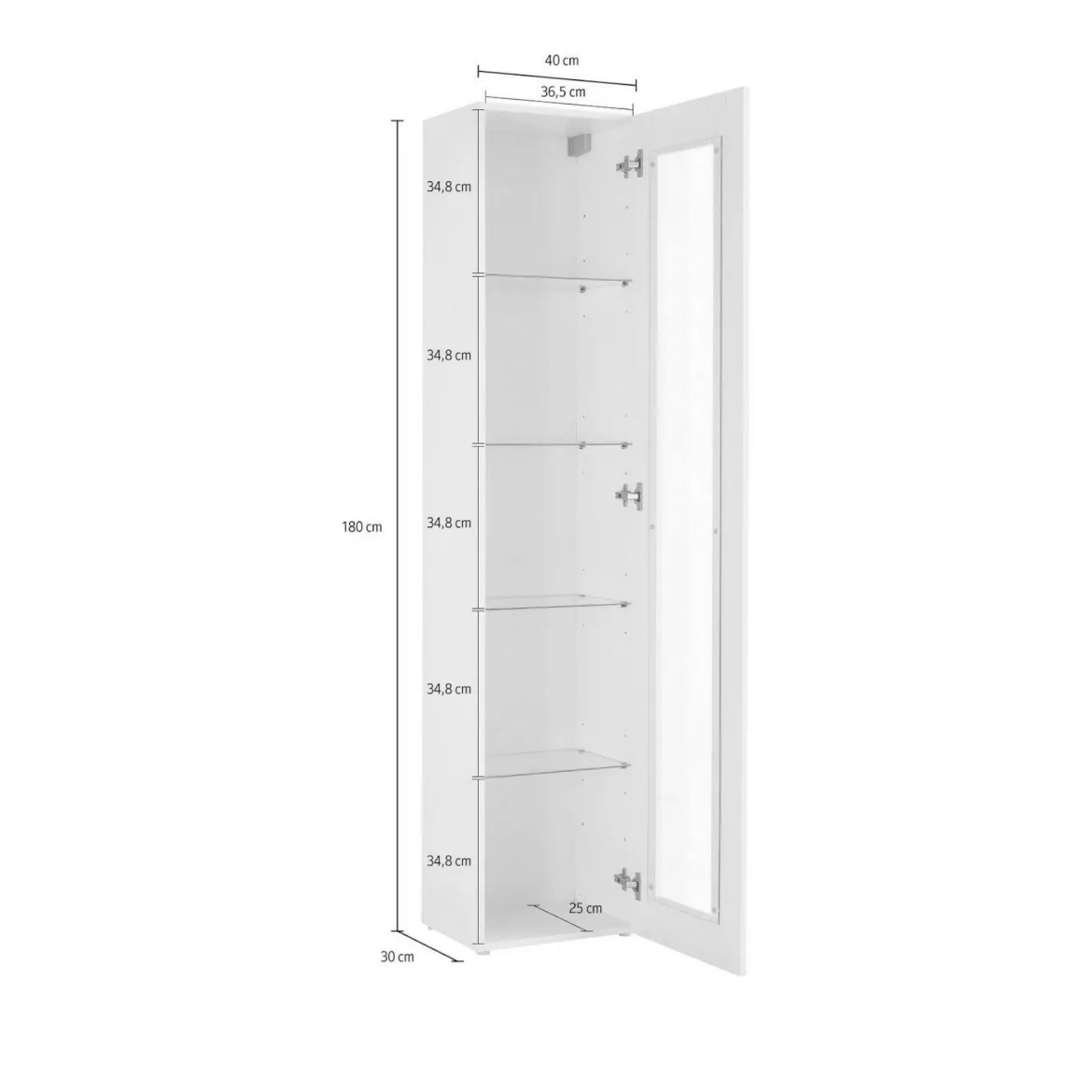 Vetrina stretta ingresso 40x30x180h cm antracite - Arnika