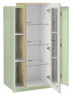 Vetrina Verde 7 Ripiani 10 Vani 80x38x120.5h cm, 3 Ante - Severino